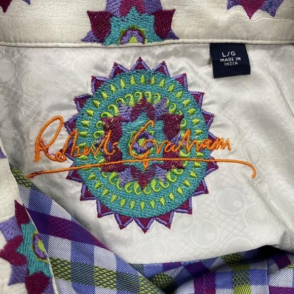 Robert Graham Sz L Plaid Button Up Shirt - Picture 9 of 11